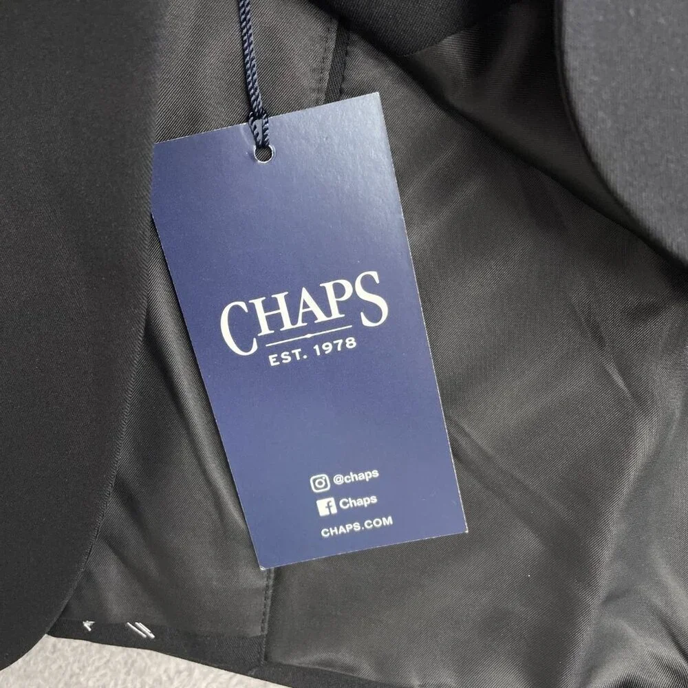 NEW Chaps Men's 42R Black Two-Button Jacket Blazer Regular